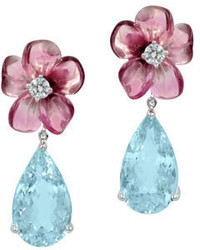 Rina Limor Fine Jewelry Rina Limor Pink Tourmaline Aquamarine Teardrop Earrings With Diamonds