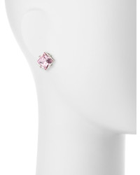 Kenneth Jay Lane Silvertone Square Crystal Stud Earrings Light Rose