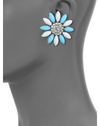 Miu Miu Swarovski Crystal Flower Clip On Earrings