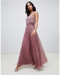 ASOS DESIGN Cami Maxi Dress With Delicate Pearl And Beaded Crop Top