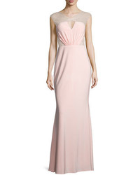 Mignon Cap Sleeve Embellished Inset Gown Pink