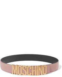 Moschino Embellished Textured Leather Belt Baby Pink