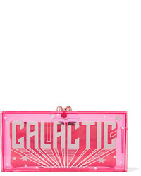 Charlotte Olympia Galactic Penelope Embellished Perspex Clutch Bright Pink