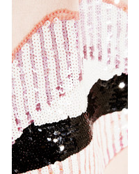 Markus Lupfer Candy Stripe Lara Lip Sequined Cotton Sweater