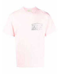 Pink Embellished Crew-neck T-shirt