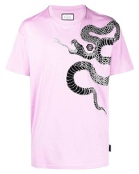 Philipp Plein Embellished Snake Print T Shirt