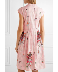 Miu Miu Embellished Cotton Jacquard Dress Pastel Pink