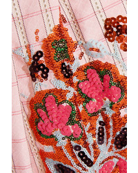 Miu Miu Embellished Cotton Jacquard Dress Pastel Pink