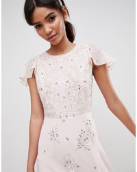 ASOS DESIGN Embellished Flutter Sleeve Maxi Dress