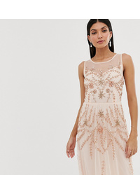 Amelia Rose Tall Embellished Sleeveless Maxi Dress In Soft Peach