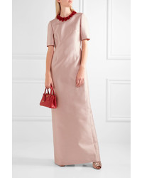 Prada Embellished Wool And Silk Blend Gown Antique Rose