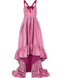Erdem Janet Satin Trimmed Embellished Jacquard Gown Pink