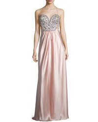 Mignon Sleeveless Embellished Bodice Gown Blush