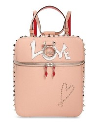 Pink Embellished Leather Backpack