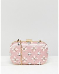 True Decadence Blush Embellished Pearl Box Clutch Bag