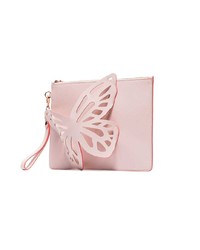 Sophia Webster Pink Flossy Butterfly Leather Clutch Bag