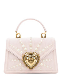 Dolce And Gabbana Pink Small Moire Devotion Bag