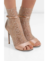 Rene Caovilla Galaxia Crystal Embellished Mesh And Satin Sandals