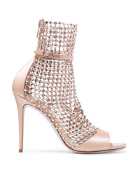 Rene Caovilla Galaxia Crystal Embellished Mesh And Satin Sandals