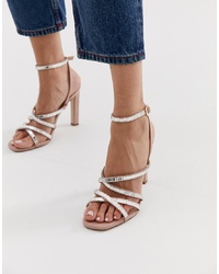 Office Hourglass Pink Diamante Py Heeled Sandals