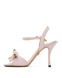Dolce And Gabbana Pink Bow Tie Heeled Sandals