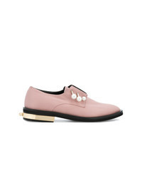 Pink Embellished Leather Loafers