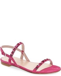 Pink Embellished Leather Sandals