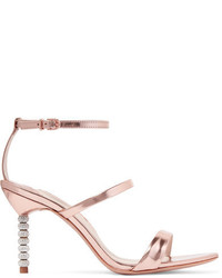 Sophia Webster Rosalind Crystal Embellished Metallic Leather Sandals Pink