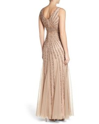 Adrianna Papell Embellished Mesh Fit Flare Gown