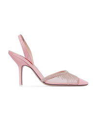 ATTICO Crystal Embellished Mesh And Moire Slingback Pumps