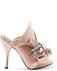 No.21 No 21 Embellished Knotted Satin Mules Antique Rose