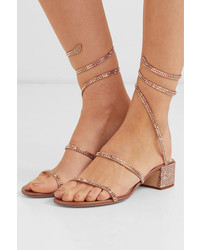 Rene Caovilla Cleo Crystal Embellished Satin Sandals