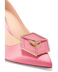 Nicholas Kirkwood Eden Jewel Crystal Embellished Satin Pumps Pink