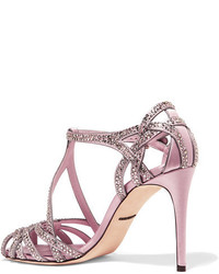 Dolce & Gabbana Keira Crystal Embellished Satin Sandals Pink