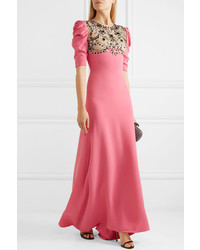 Reem Acra Embellished Ed Silk Crepe De Chine Gown