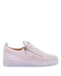 Pink Embellished Sequin Low Top Sneakers