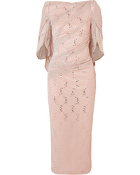 Pink Embellished Sequin Sheath Dress