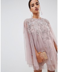 ASOS DESIGN Mini Dress With Heavily Embellished Cape