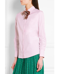 Gucci Embellished Cotton Poplin Shirt Pink