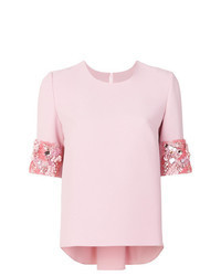 Pink Embellished Short Sleeve Blouse