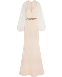 Alexander McQueen Embellished Silk Cady And Tulle Gown Pastel Pink