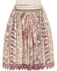 Etro Embellished Printed Cotton And Silk Blend Skirt Pink