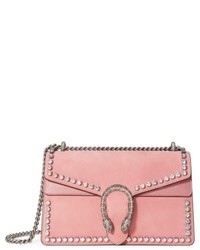 Pink Embellished Suede Bag