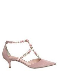 Pink Embellished Suede Shoes