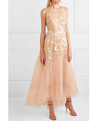 Marchesa Notte Embellished Embroidered Tulle Gown