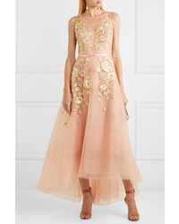 Marchesa Notte Embellished Embroidered Tulle Gown