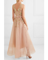 Marchesa Notte Embellished Embroidered Tulle Gown