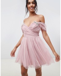 ASOS DESIGN Embellished Tulle Mini Dress