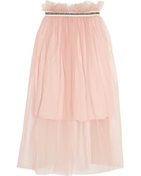 Mother of Pearl Ursula Embellished Tulle Midi Skirt Pastel Pink