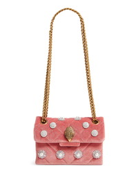 Pink Embellished Velvet Crossbody Bag